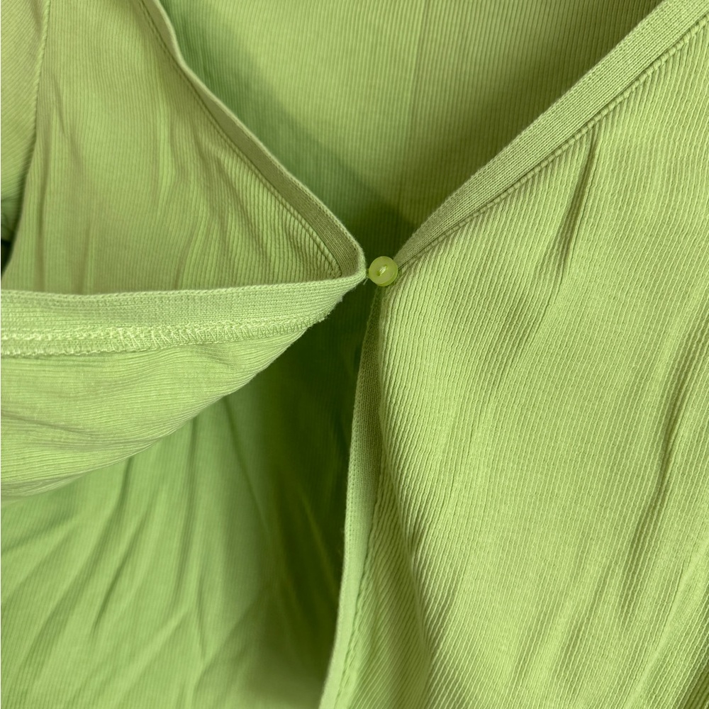 ZARA Matching Set Green Pants and Front Button Cardigan Long Sleeve Top Ribbed S - Picture 5 of 8